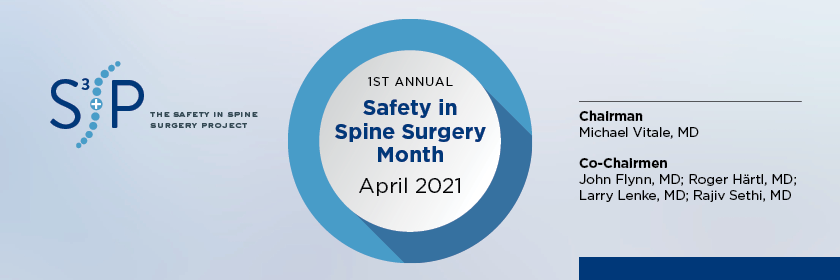 Dr. Vitale founded the Safety in Spine Surgery Project (S3P) to identify ways to enhance the safety and sustainability of spine surgery.